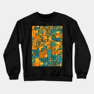 Surrey Map Pattern in Orange & Teal Crewneck Sweatshirt